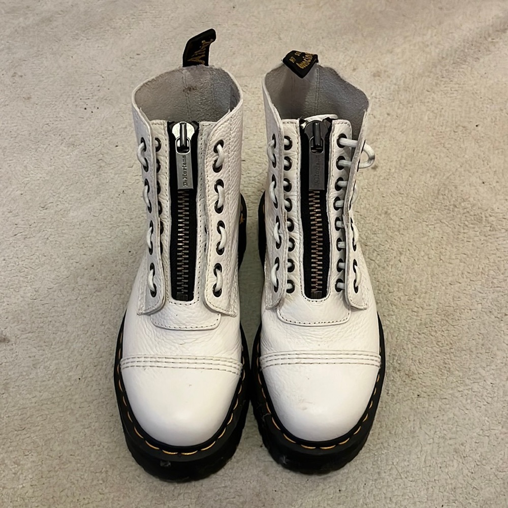 Dr. Martens Sinclair White Leather Platform Boots